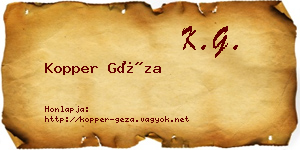 Kopper Géza névjegykártya